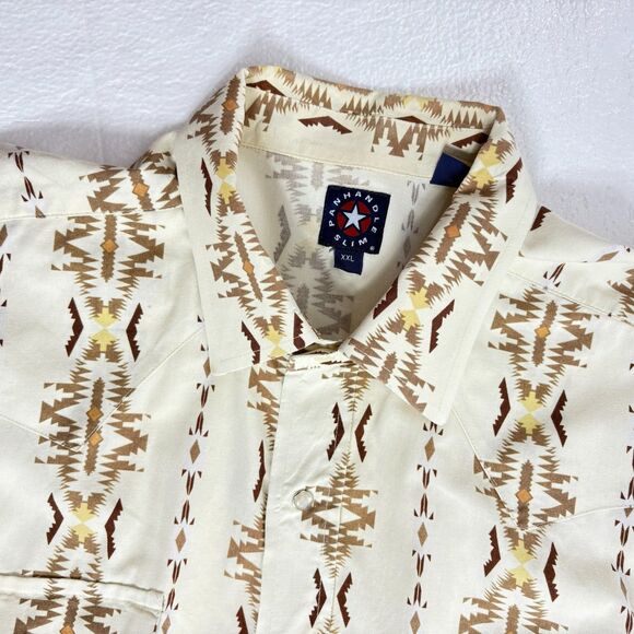 Mens Vintage Panhandle Slim Pearl Snap Western Aztec Shirt Short Sleeve XXL - Picture 4 of 14